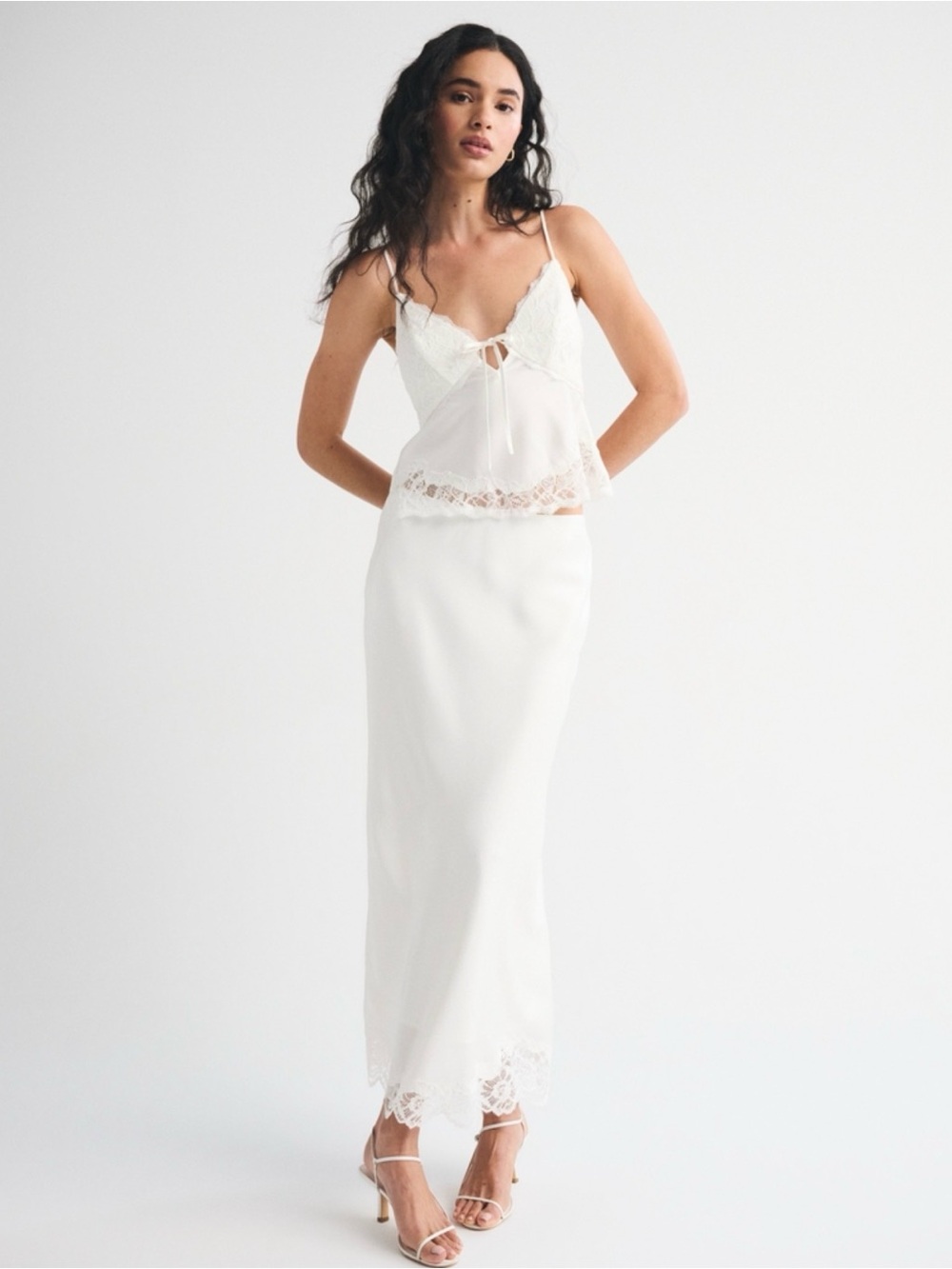 Abercrombie satin lace top and skirt set